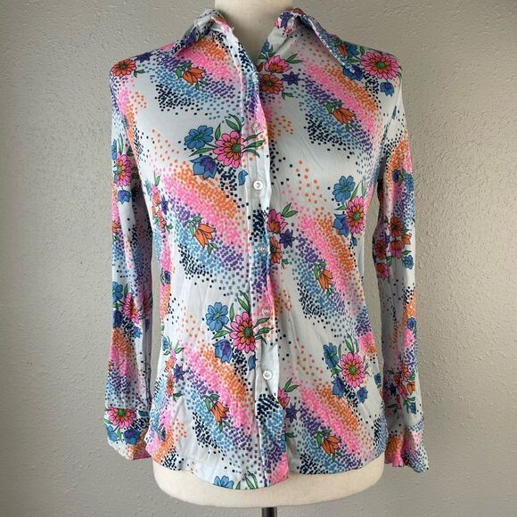 Vintage 70s Button Down Shirt Size S - Picture 1 of 5